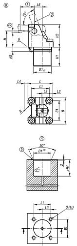 DREHHEBELSPANNER HYDRAULISCH, FORM:B EINFACH WIRKEND, DK=40, GEBOHRTE KANÄLE STAHL – Bild 2