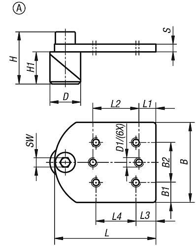 SPANNBOLZEN MIT ADAPTERPLATTE D=20, L=66, B=52 FORM:A, EDELSTAHL BLANK, KOMP:STAHL BLANK – Bild 2