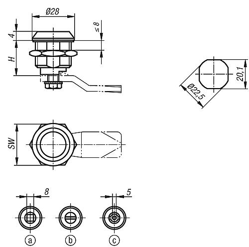 DREHRIEGEL, MIT DOPPELBART 5MM, H=18, EDELSTAHL 1.4305, KOMP:EDELSTAHL – Bild 2