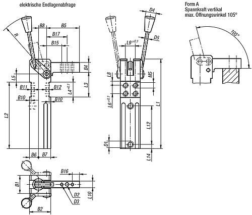 MINISPANNER MIT ENDLAGENABFRAGE, MAGNETISCH GR.3, FORM:A, ALUMINIUM, KOMP:STAHL, RECHTS – Bild 2
