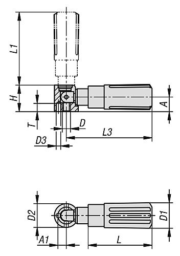 ZYLINDERGRIFF UMLEGBAR, GR.3, INNENGEWINDE M06, L1=59,5, THERMOPLAST, KOMP:STAHL – Bild 2