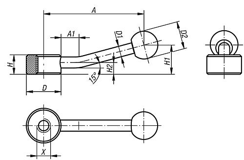 SPANNHEBEL FLACH GR.2 M16, A=100, FORM:15° STAHL, KOMP:DUROPLAST – Bild 2
