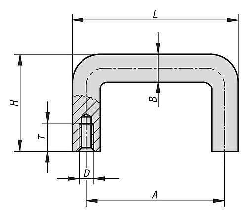 FINGERGRIFF RUND A=30, L=38, H=32, D=M04, ALUMINIUM NATUR MATT UND ELOXIERT – Bild 2