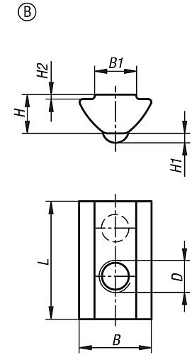 NUTENSTEIN EINSCHWENKBAR D=M06 B=13,5, FORM:B STAHL, MIT STEG – Bild 2
