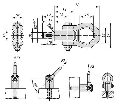 GEWINDETRAGBOLZEN, D1=M08, F1=2,1, STAHL MANGAN-PHOSPHATIERT – Bild 2