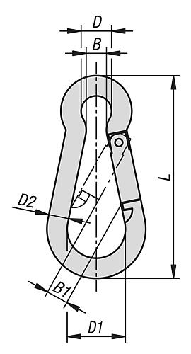 KARABINERHAKEN DIN5299 GR.50X5, FORM:C, D=8, L=50 STAHL, GALVANISCH VERZINKT – Bild 2