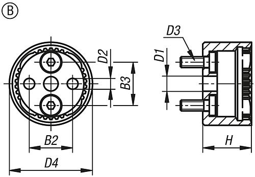 RASTELEMENT MIT INNENVERZAHNUNG, FORM:B, D4=23, N=38, H=13,5, STAHL BRÜNIERT, KOMP:STAHL – Bild 2