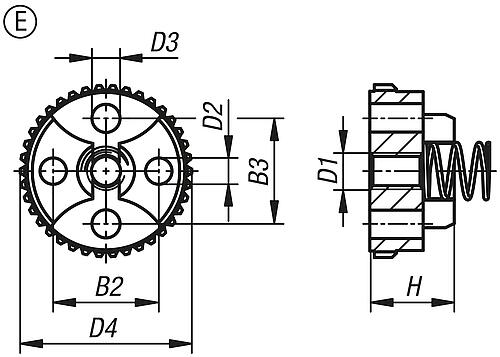RASTELEMENT MIT AUßENVERZAHNUNG, FORM:E, D4=33, N=46, H=13, EDELSTAHL BLANK, KOMP:EDELSTAHL – Bild 2