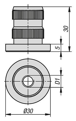 GEWINDEEINSATZ, TYP I, P=Ø30, D1=M06 ALUMINIUM – Bild 2