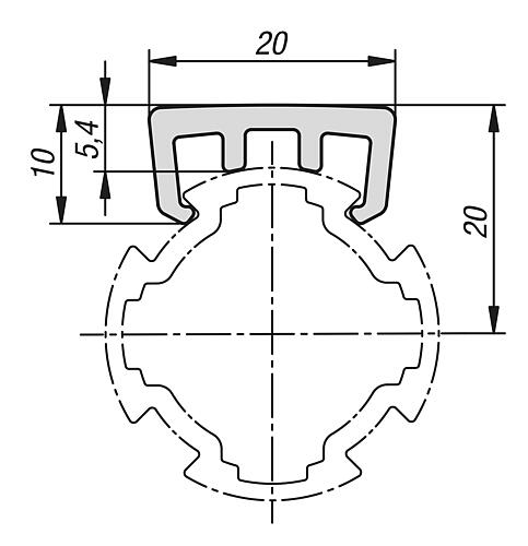 GLEITLEISTE TYP I, P=Ø30, L=2000 KUNSTSTOFF, GRAU – Bild 2