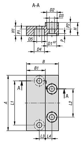 MONTAGEPLATTE, A=49,5, B=24, D3=4,5, D5=4,5, ALUMINIUM – Bild 2