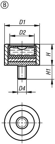 DOSENLIBELLE ZYLINDRISCH, FORM:B MIT GEWINDEZAPFEN D4=M04, D1=14, H=7,5, EMPFINDLICHKEIT 30', – Bild 2