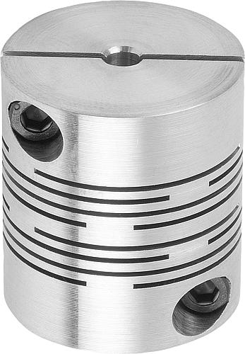 FEDERSTEGKUPPLUNG MIT ABNEHMB. KLEMMNABEN, GR.25 L=28, D1=6, D2=6 ALUMINIUM