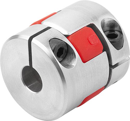 ELASTOMER-KLAUENKUPPLUNG MIT RADIALER KLEMMNABE GR.9, D1=6, D2=9, L=24, ALUMINIUM,