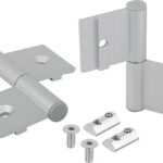 SCHARNIER FÜR ALUMINIUMPROFILE, MIT STEG MIT MONTAGESET 86X84, ALUMINIUM ELOXIERT, A1=27,5,