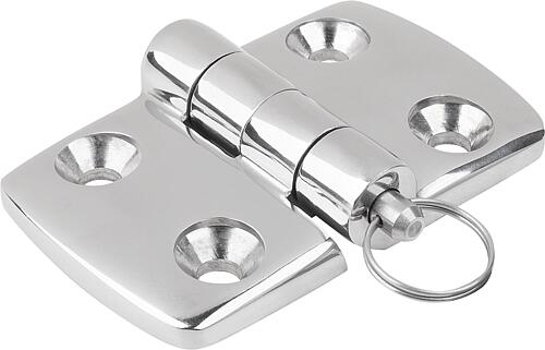SCHARNIER FORM:B M.BOLZEN/KOPF U.SCHLÜSS.R 77X48, EDELSTAHL A4 1.4401 HOCHGLANZPOLIERT,
