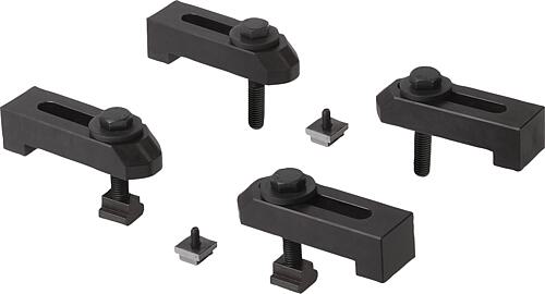 SPANNPRATZE SET, FORM:B MIT NUTENSTEIN M16, L=115, B=40, VERGÜTUNGSSTAHL BRÜNIERT