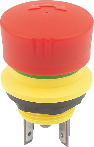 NOT-HALT-TASTER EINBAUVERSION, SELBSTÜBERWACHT=NEIN, FLACHSTECKER 2,8X0,5MM, ANZAHL ÖFFNER=2,