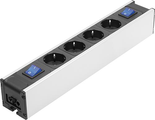 STECKDOSENLEISTE EINGANG/AUSGANG SCHALTBAR TYP I, FORM:B, L=370, ALUMINIUM NATUR ELOXIERT