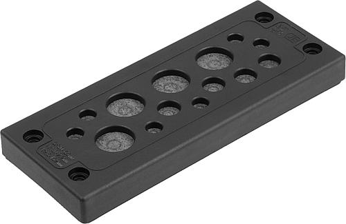 KABELDURCHFÜHRUNGSPLATTE, POLYAMID SCHWARZ, KD=14, 6x3-6,5/4x5-9,2/4x9,6-15,9