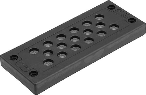 KABELDURCHFÜHRUNGSPLATTE, POLYAMID SCHWARZ, KD=17, 17x5-9,2