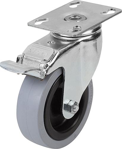 LENKROLLE MIT FESTSTELLSYS STOP-FIX GUMMI, KOMP:STAHL, D=100, B=32