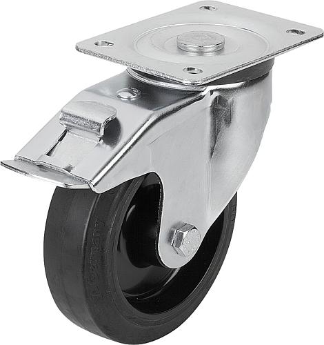 LENKROLLE MIT FESTSTELLSYS STOP-FIX, D=100, B=32, GUMMI, KOMP:STAHL