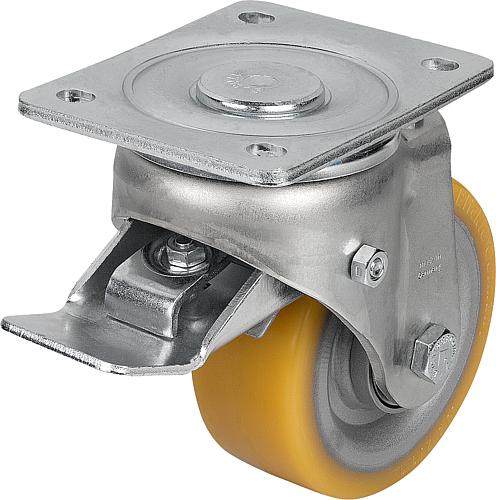 LENKROLLE MIT FESTSTELLSYS STOP-TOP POLYURETHAN, KOMP:STAHL, D=125, B=50
