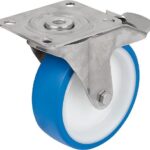 LENKROLLE MIT FESTSTELLSYS STOP-FIX, D=125, B=40, THERMOPLAST 1.4301, FÜR HYGIENEBEREICH,