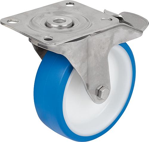 BOCKROLLE OHNE FESTSTELLSYSTEM, D=200, B=50, THERMOPLAST 1.4301, FÜR HYGIENEBEREICH, KOMP:EDELSTAHL – Bild 3