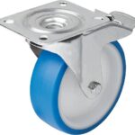 LENKROLLE MIT FESTSTELLSYS STOP-FIX, D=125, B=40, THERMOPLAST, FÜR HYGIENEBEREICH, KOMP:STAHL