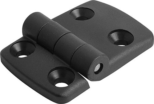 SCHARNIER 74X48, THERMOPLAST SCHWARZ, KOMP:EDELSTAHL, A1=20, A2=22,5, A3=35,5, A4=38,5