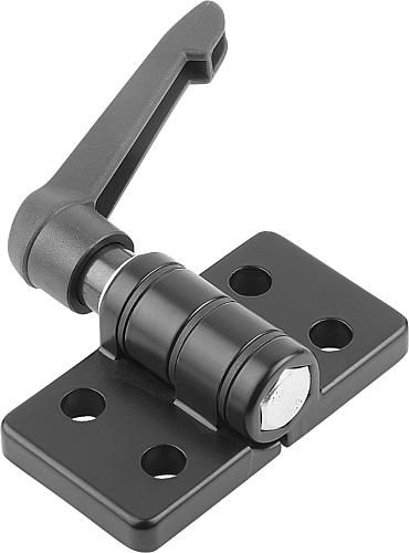 SCHARNIER MIT KLEMMFUNKTION 74X40, ZINK SCHWARZ PULVERBESCHICHTET, KOMP:STAHL VERZINKT, A1=22,5,