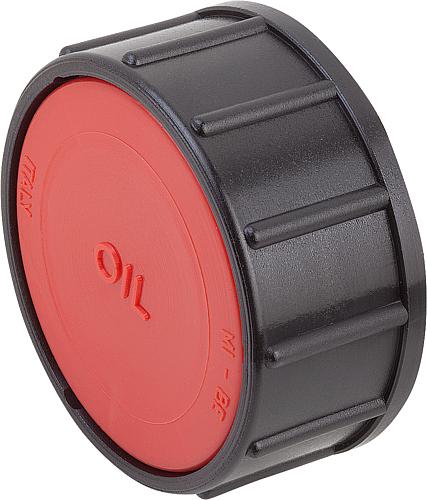 VERSCHLUSS D1=G2 THERMOPLAST, SCHWARZ, FÜR EINFÜLLSTUTZEN, ROT, D=67,5