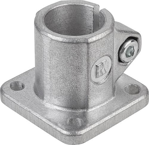 ROHRVERBINDER MIT FUß, FÜR RUNDROHRE, M=60, G=60, L=50, A=20,1, FORM:A, ALUMINIUM, KOMP:STAHL