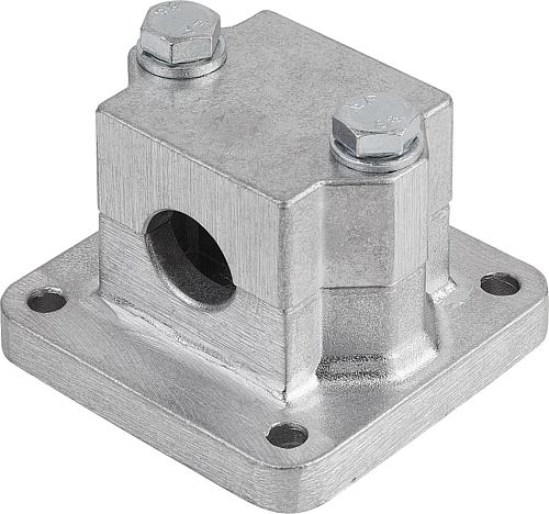 ROHRVERBINDER MIT FLANSCH M=100 G=100 L=70 ALUMINIUM, ECKIG, KOMP:STAHL, A=1.5