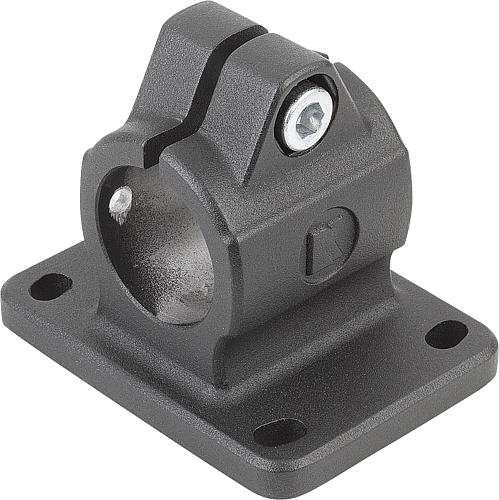ROHRVERBINDER MIT FLANSCH FÜR LINEAREINHEIT FORM:A, TYP=30, ALUMINIUM SCHWARZ PULVERBESCHICHTET,