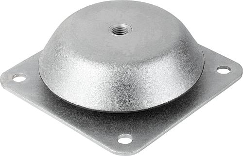 MASCHINENFUß OHNE ABREISSSICHERUNG D=150, FORM:B, STAHL, KOMP:ELAST. NATURKAUTSCHUK, SHORE 60