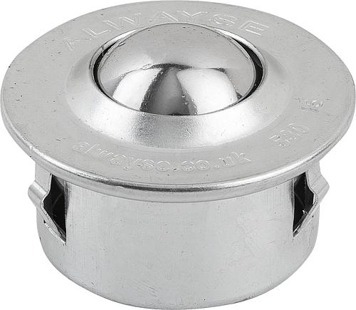 KUGELROLLE MIT BEFESTIGUNGSELEMENT, FORM:C STAHL, KOMP:EDELSTAHL