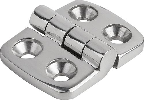SCHARNIER 38X30, EDELSTAHL A4 HOCHGLANZPOLIERT, KOMP:EDELSTAHL, A1=11,5, A2=11,5, A3=19, A4=19