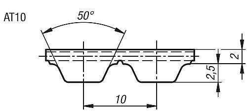 ZAHNRIEMEN PROFIL AT10, BR=16, POLYURETHAN GRAU, L=2000 – Bild 2