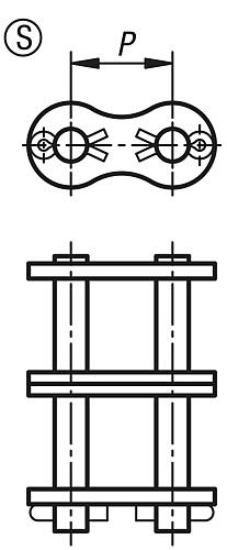 VERBINDUNGSGLIED 2-FACH, FORM:S STECKGLIED M.SPLINTVERSCHL., STAHL, ISO=24B-2 – Bild 2