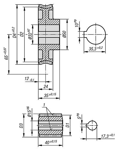SCHNECKENRAD, RECHTSGÄNGIG, U=75:1, A=65, D2=93,9, MESSING – Bild 2