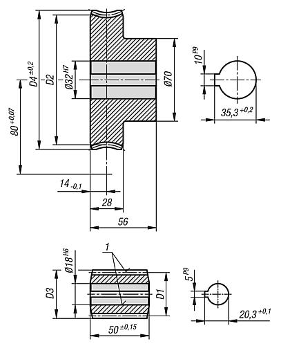 SCHNECKENRAD, RECHTSGÄNGIG, U=80:1, A=80, D2=120, MESSING – Bild 2