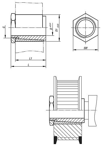 WELLE-NABE-SPANNSATZ, D=10 D1=17 EDELSTAHL, SW=19 – Bild 2