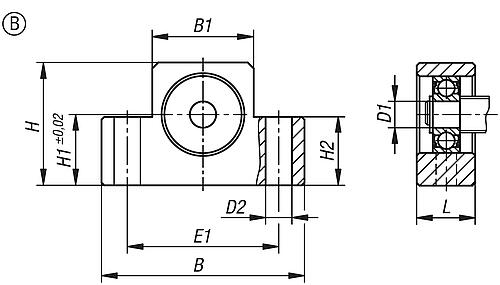 LOSLAGEREINHEIT TYP EF, BLOCKAUSFÜHRUNG GR.20, D1=20, FORM:B, STAHL SCHWARZ BRÜNIERT – Bild 2