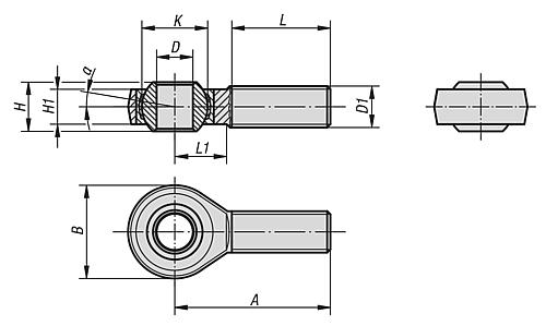 GELENKKOPF DIN ISO 12240-4 MIT GLEITLAGERUNG M20X1,5X43 LINKSGEWINDE, D=20 -0,010, VERGÜTUNGSSTAHL – Bild 2