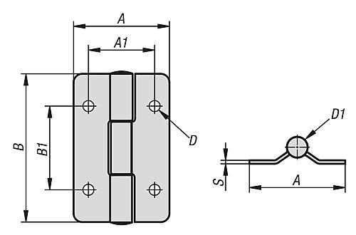 SCHARNIER M.VOREINGESTELLT. FRIKTION, FORM:A BEFESTIGUNGSBOHRUNGEN 55X85, A1=38, B1=48, EDELSTAHL – Bild 2