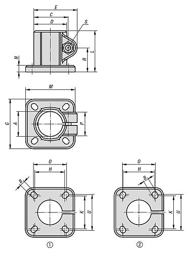 ROHRVERBINDER MIT FUß, FÜR RUNDROHRE, M=60, G=60, L=50, A=20,1, FORM:A, ALUMINIUM, KOMP:STAHL – Bild 2