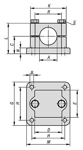 ROHRVERBINDER MIT FLANSCH M=100 G=100 L=70 ALUMINIUM, ECKIG, KOMP:STAHL, A=1.5 – Bild 2